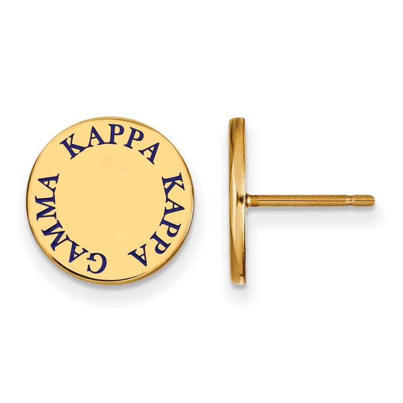14k Plated Silver Kappa Kappa Gamma Blue Enamel Post Earrings